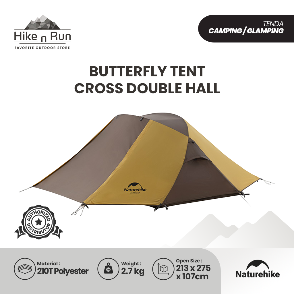 Tenda Camping Naturehike NH21YW132 Butterfly Tent Cross Double Hall