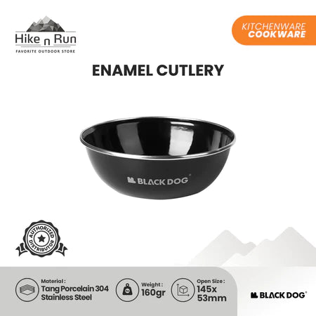 Set Alat Makan Enamel Camping Blackdog  Cutlery Mangkok Piring Gelas