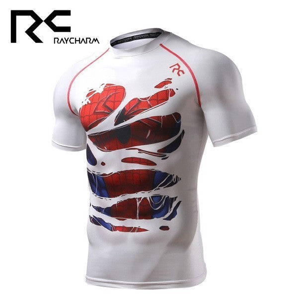 RC Compression Sport Tshirt Superhero Fitness Running D06 Spiderman