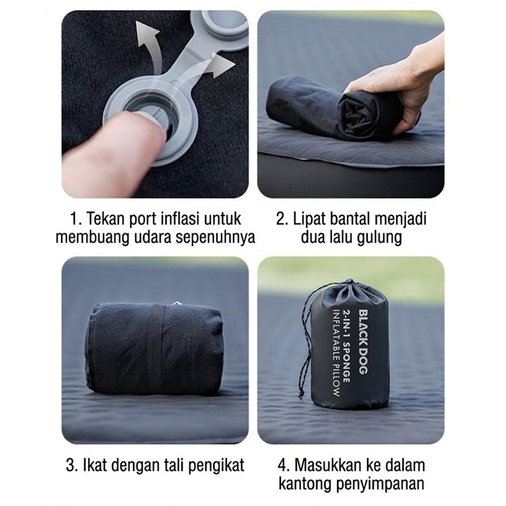 Bantal Tiup Inflatable Blackdog CBD2550WS062 Travel Pillow Foam Busa Outdoor Camping Hikking Glamping Pillow Sponge Inflate
