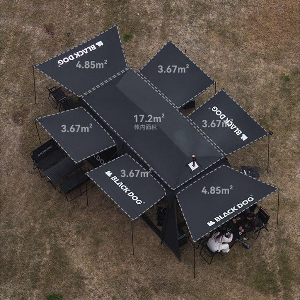 Blackdog Tenda Glamping SpaceX Starship CBD2450WS051 Camping Automatic Tent Black Vinyl Coating Tenda Keluarga Besar 8-10 Orang