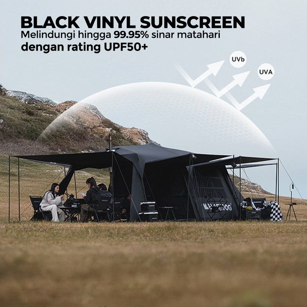 Blackdog Tenda Glamping SpaceX Starship CBD2450WS051 Camping Automatic Tent Black Vinyl Coating Tenda Keluarga Besar 8-10 Orang
