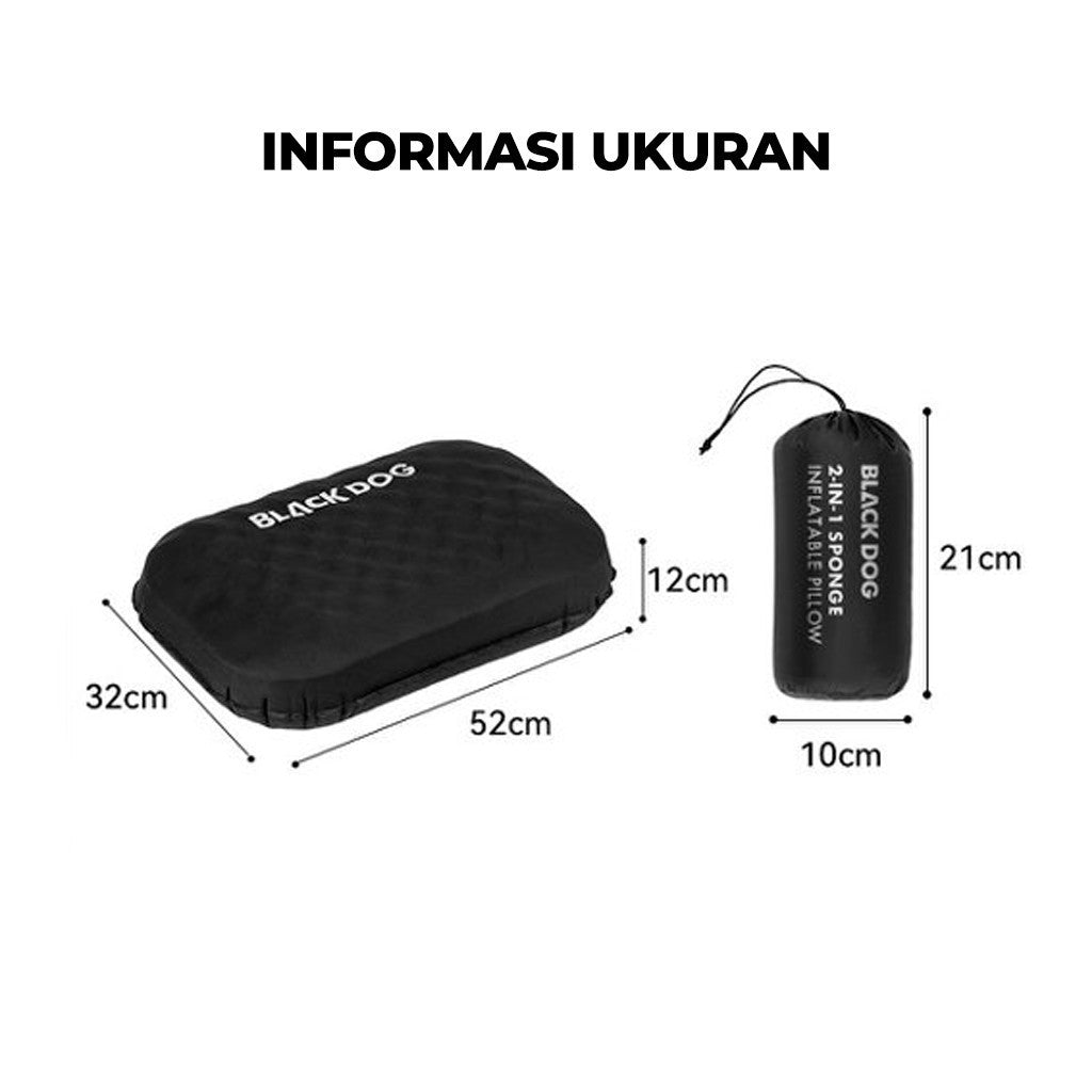 Bantal Tiup Inflatable Blackdog CBD2550WS062 Travel Pillow Foam Busa Outdoor Camping Hikking Glamping Pillow Sponge Inflate