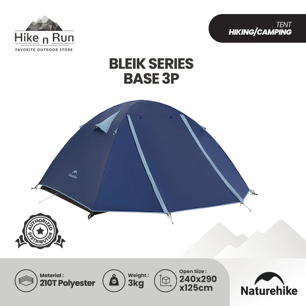 Naturehike Tenda Hiking Double Layer 2 3 orang CNK2550WS038 Bleik Base Camping Tent 210T Tenda Gunung 2P 3P