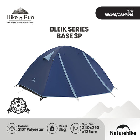 Naturehike Tenda Hiking Double Layer 2 3 orang CNK2550WS038 Bleik Base Camping Tent 210T Tenda Gunung 2P 3P