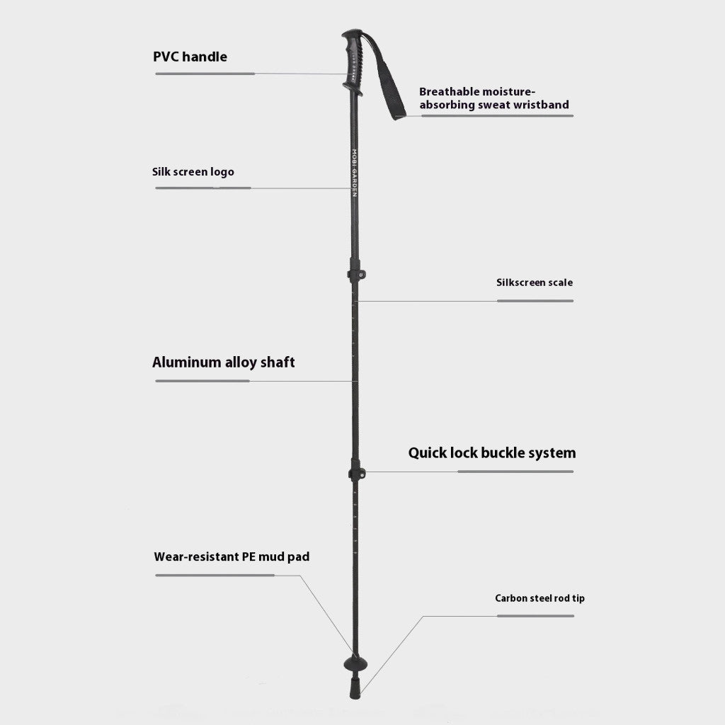 Mobi Garden Trekking Pole JT Pioneer NX25667005 3-Section Aluminum Alloy 6061