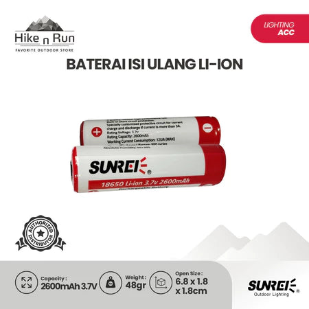 Sunrei Battery Spare Additional Kit SLB1250 18650 21700 2600mAh 3400mAh 5000mAh 1250mAh