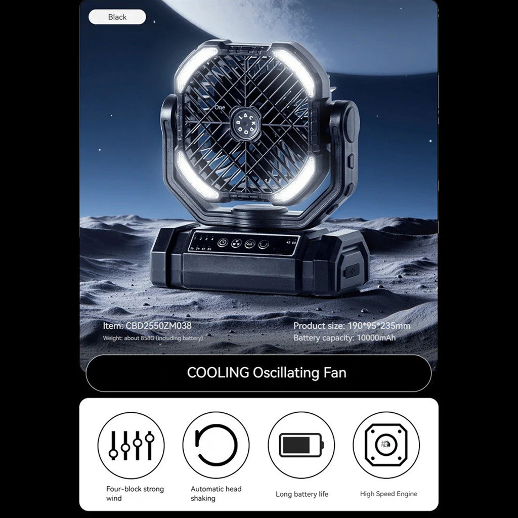 Blackdog Kipas Angin Camping Elektrik CBD2550ZM038 Strong Attack Table Fan Portable