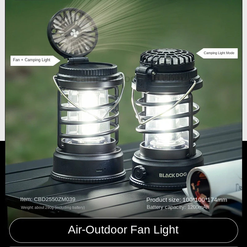 Blackdog Lampu Kipas Camping Fengyin CBD2550ZM039 Black Seal 2-in-1 Lantern Fan USB