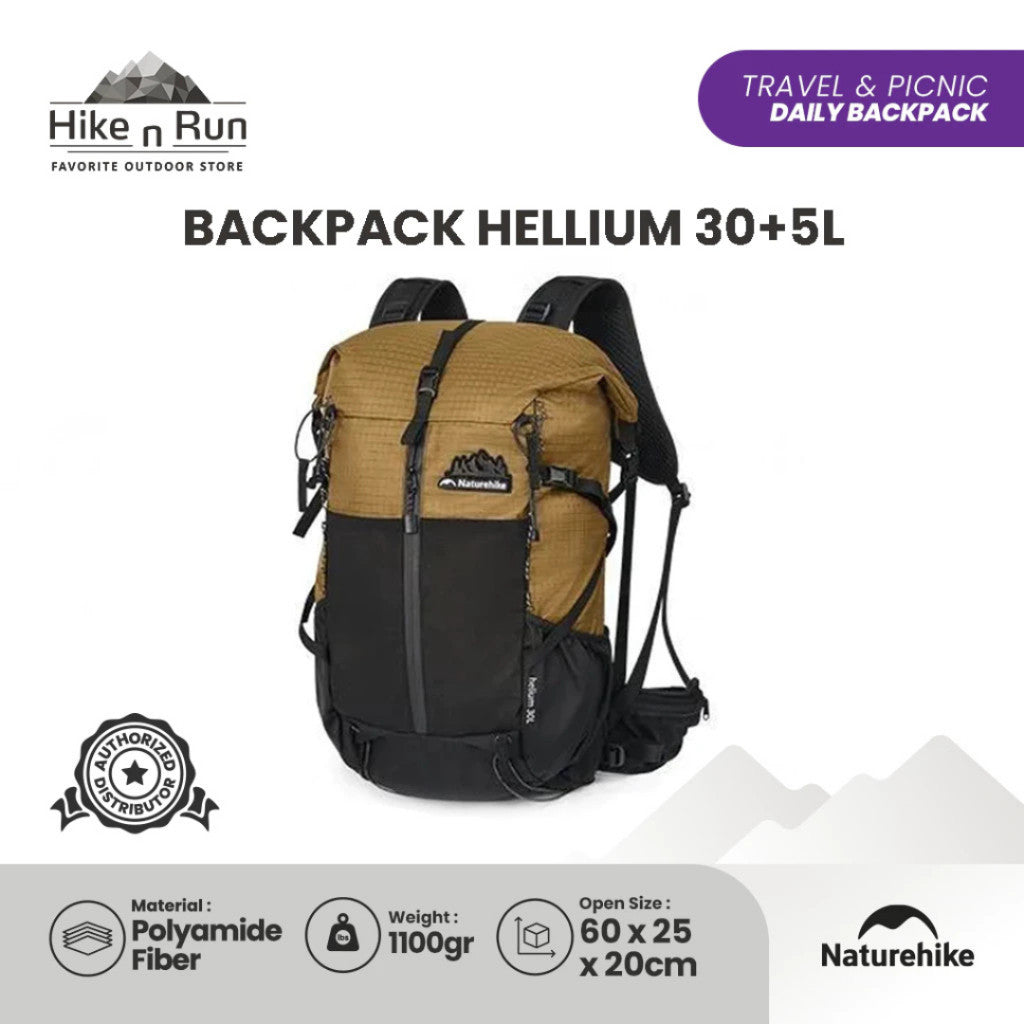 Naturehike Tas Ransel Hellium CNK2300016 Backpack Carrier Hiking Backpack Tas Hiking Ultralight Daypack Outdoor CNK2300BB017
