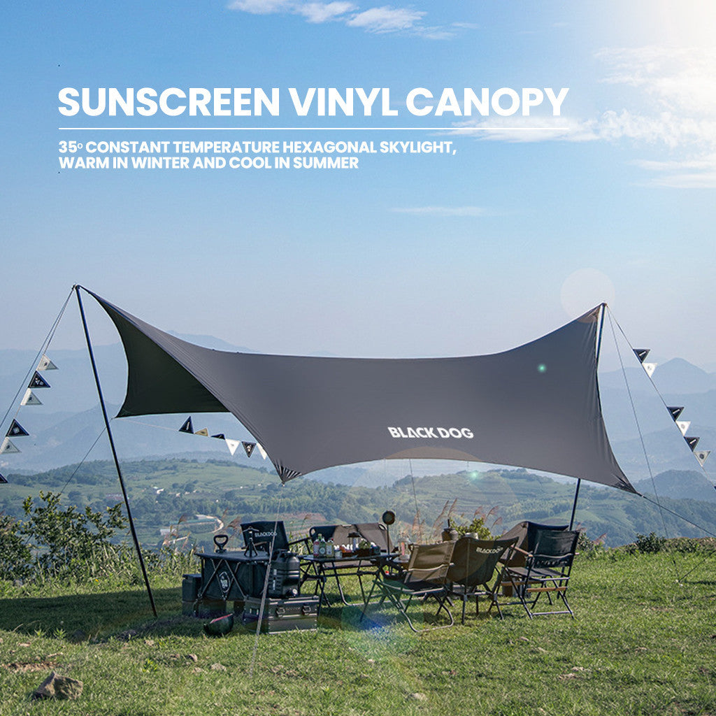 Blackdog Tenda Kanopi Flysheet Camping CBD2550WS017 Curved Star Canopy Tarp Hexagoal With Poles