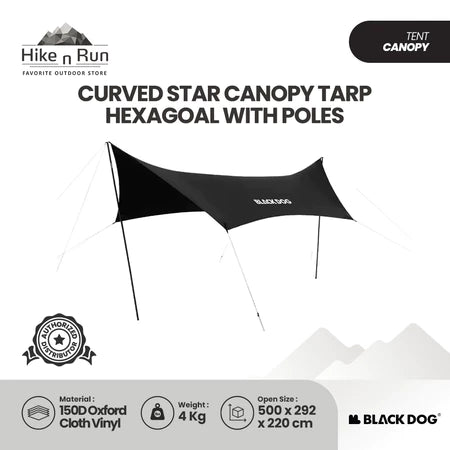 Blackdog Tenda Kanopi Flysheet Camping CBD2550WS017 Curved Star Canopy Tarp Hexagoal With Poles