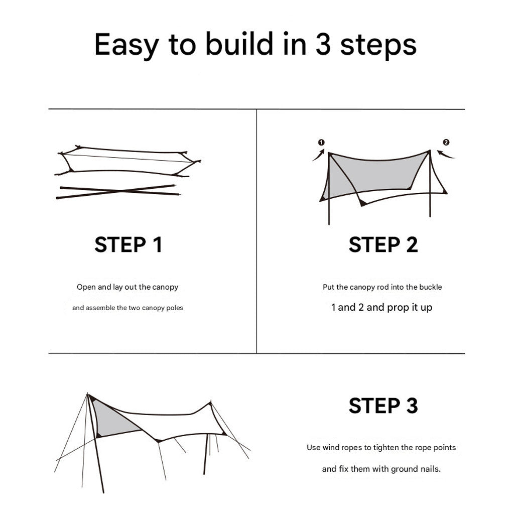 Blackdog Tenda Kanopi Flysheet Camping CBD2550WS017 Curved Star Canopy Tarp Hexagoal With Poles