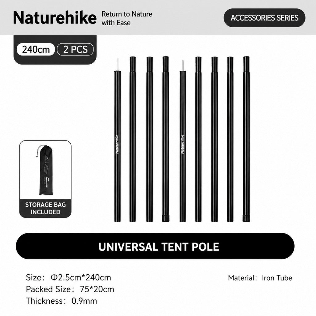Naturehike Tiang Kanopi Universal CNK2550PJ010 Canopy Pole Camping Iron Steel Tarp Pole 2M
