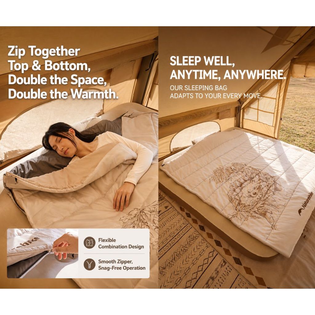 Naturehike Sleeping Bag Envelope Single Motif Outdoor Camping CNK2350WS023 Kantung Tidur Hangat Travel -13 Celcius