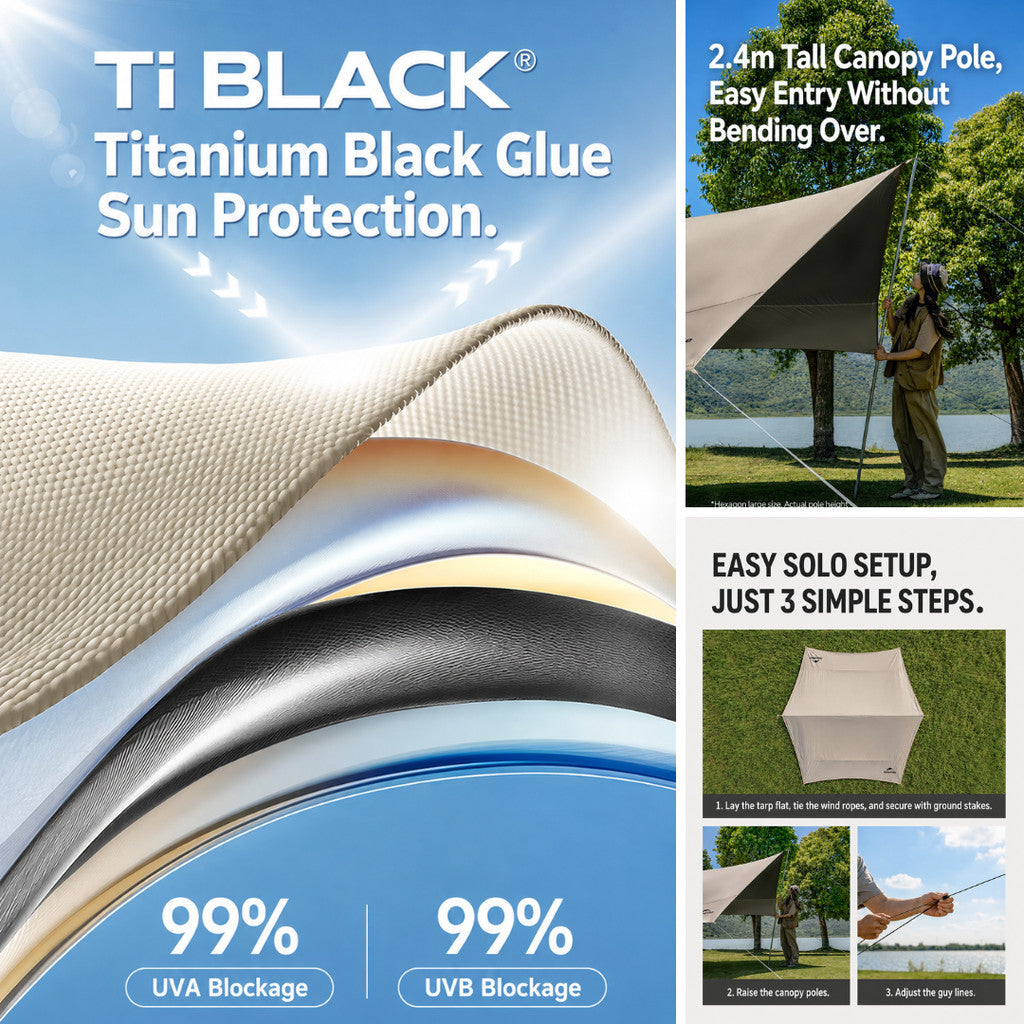 Naturehike Flysheet Tenda Kanopi Camping Cloud Skies Lite CNK2350WS015 Canopy Tarp Ti Black Camping Shelter Outdoor