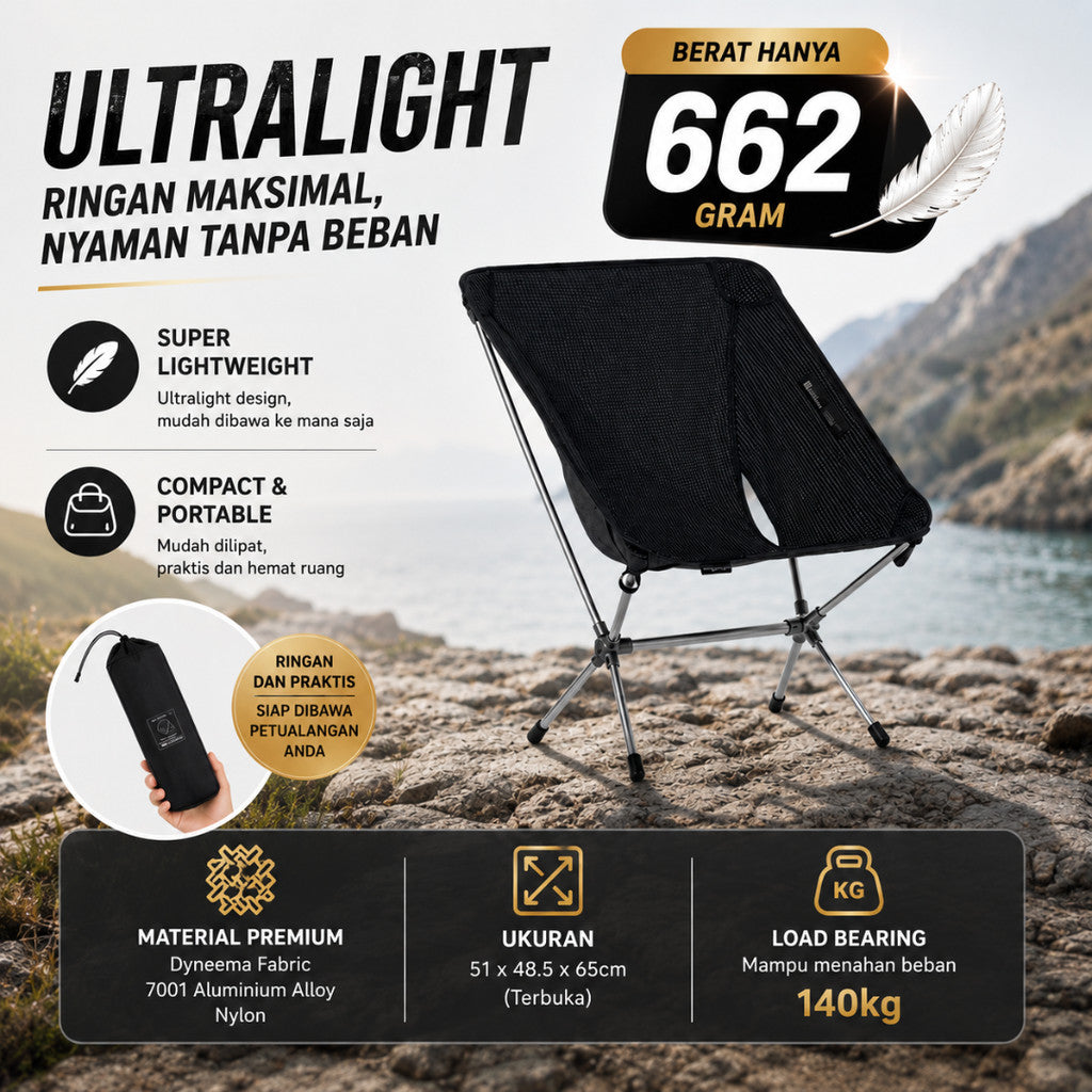 Mobi Garden Kursi Camping Lipat Ultralight Ringan Pro Dyneema Ultralight NX24665031 Foldable Chair Portable Ultra Lightweight Camping