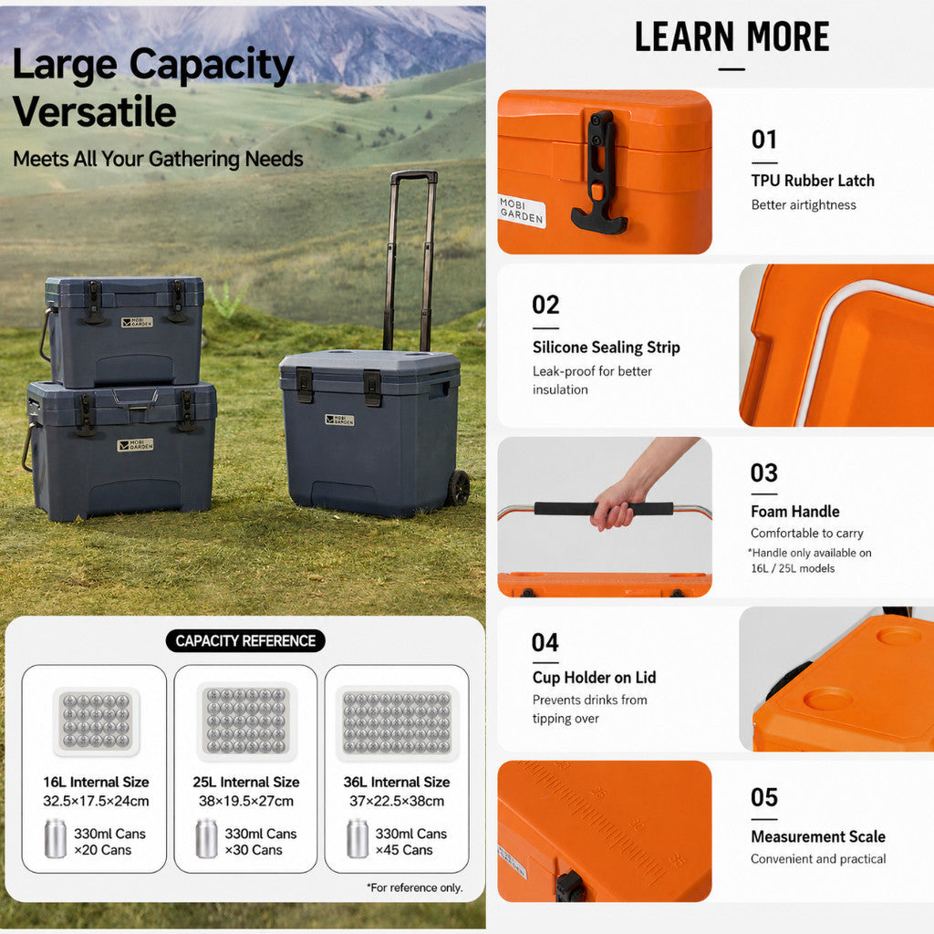 Mobi Garden GLACIER Cooler Box Outdoor 16L  Kotak Pendingin Es Multipurpose Tahan Hingga 120 Jam NX24684006