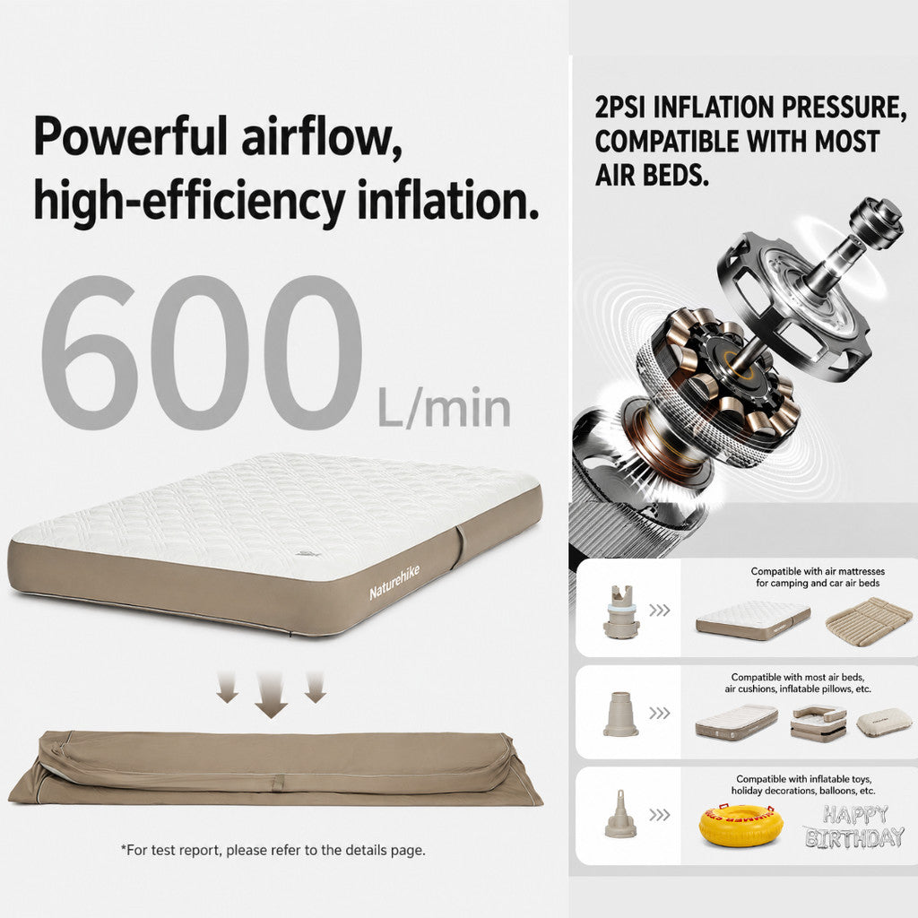 Naturehike Pompa Angin Elektrik Genggam Universal CNK2450ZM017 Wireless Electric Air Pump Portable Vacuum Pump Rechargeable