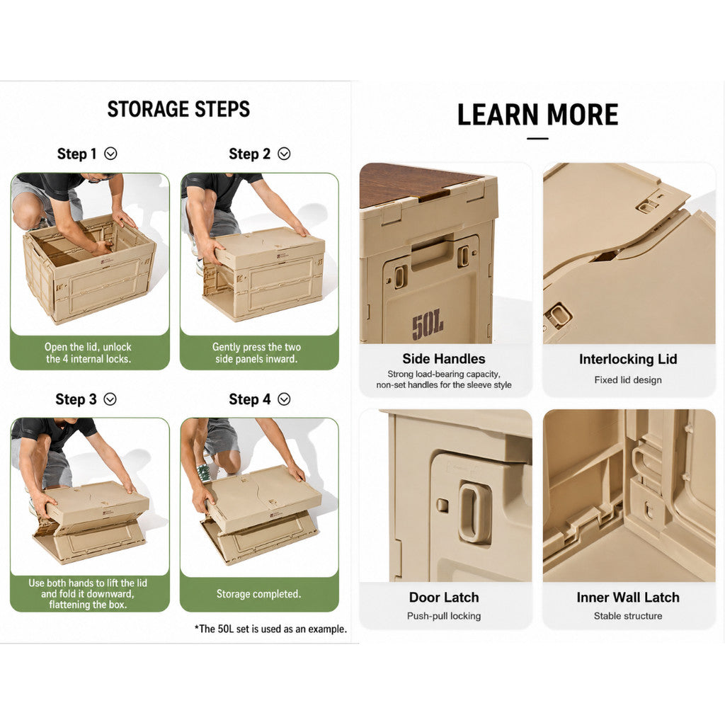 Mobi Garden Kotak Penyimpanan Lipat Multifungsi 50L 80L NX23685004 Folding Storage Box Camping Organizer Box Multifungsi NX21671009