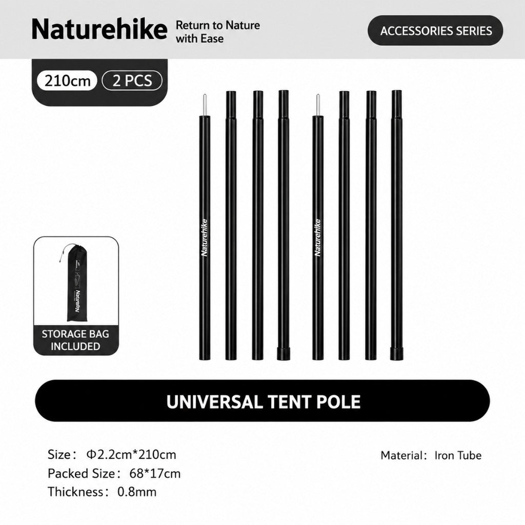 Naturehike Tiang Kanopi Universal CNK2550PJ010 Canopy Pole Camping Iron Steel Tarp Pole 2M