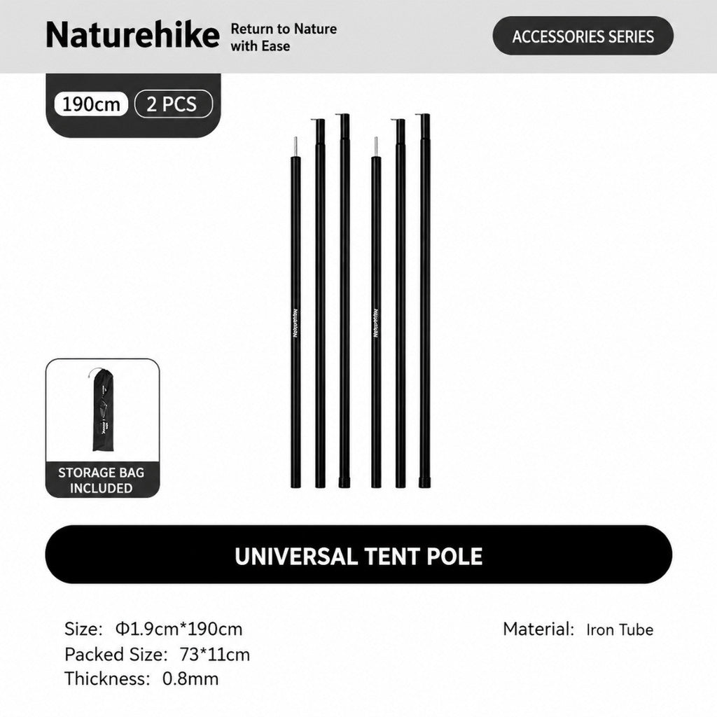 Naturehike Tiang Kanopi Universal CNK2550PJ010 Canopy Pole Camping Iron Steel Tarp Pole 2M