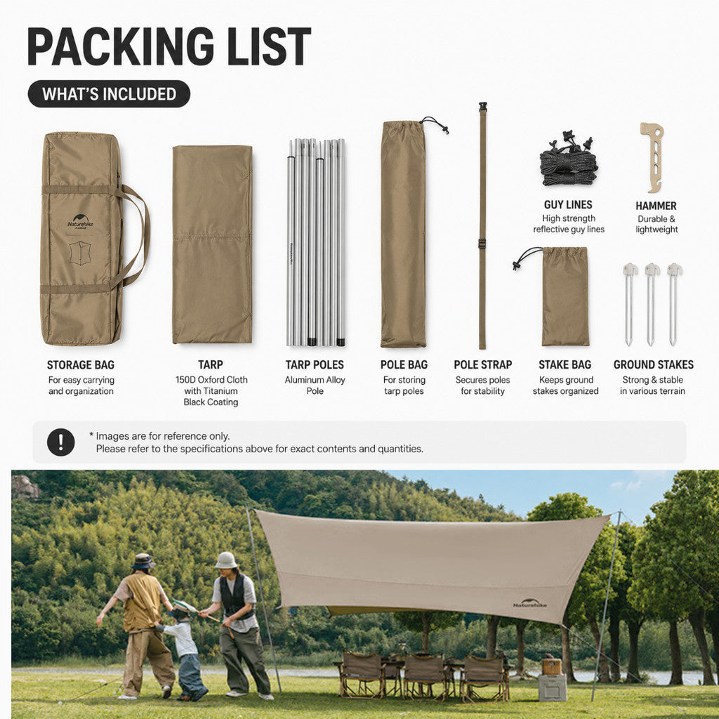 Naturehike Flysheet Tenda Kanopi Camping Cloud Skies Lite CNK2350WS015 Canopy Tarp Ti Black Camping Shelter Outdoor