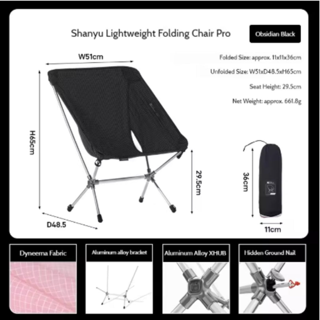 Mobi Garden Kursi Camping Lipat Ultralight Ringan Pro Dyneema Ultralight NX24665031 Foldable Chair Portable Ultra Lightweight Camping