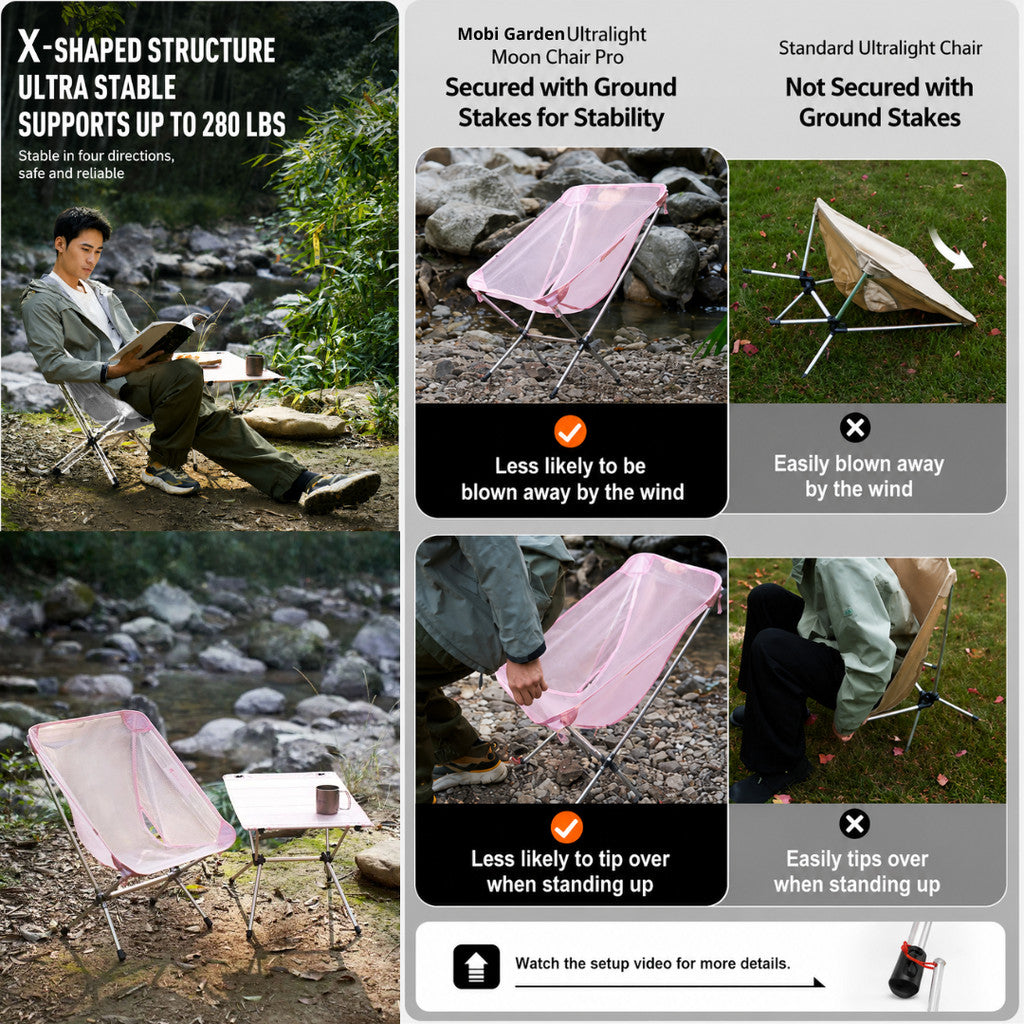Mobi Garden Kursi Camping Lipat Ultralight Ringan Pro Dyneema Ultralight NX24665031 Foldable Chair Portable Ultra Lightweight Camping