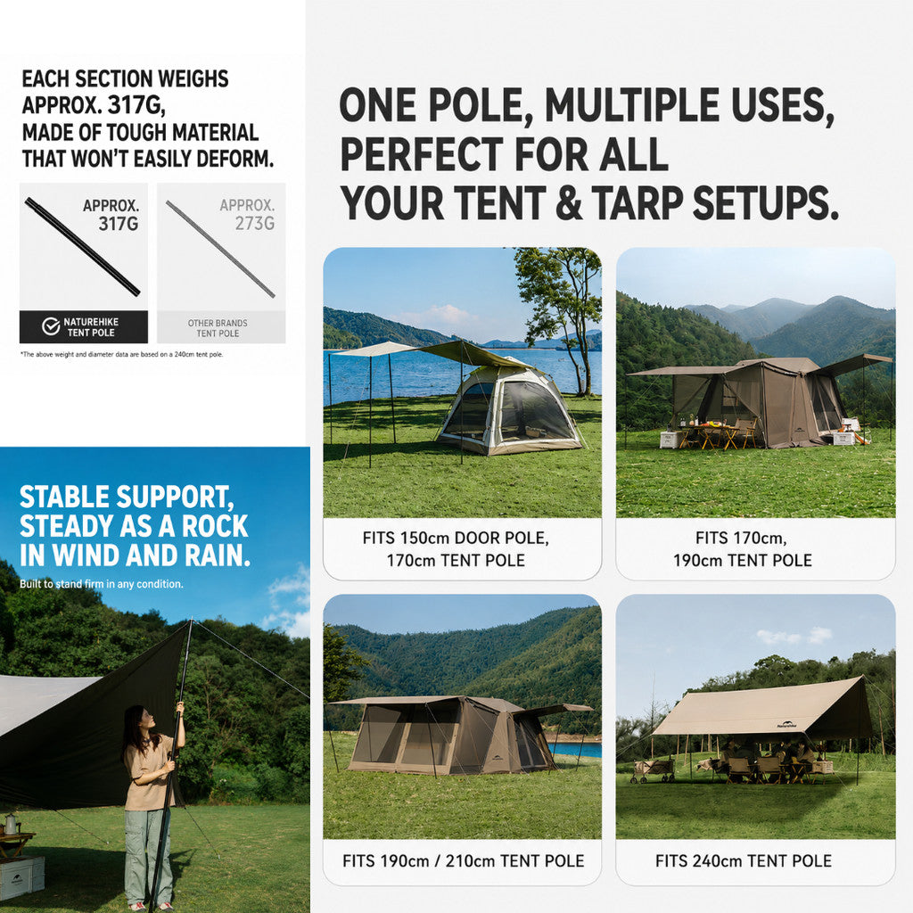 Naturehike Tiang Kanopi Universal CNK2550PJ010 Canopy Pole Camping Iron Steel Tarp Pole 2M