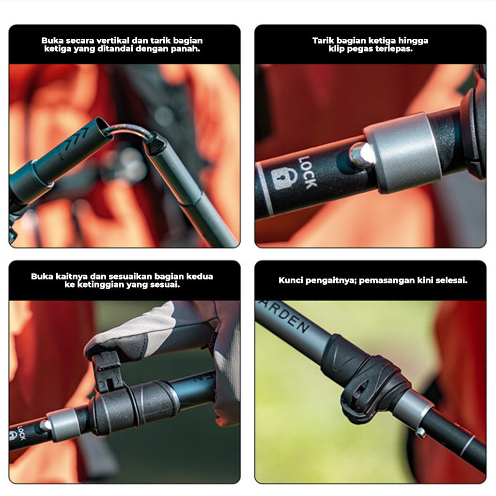 Mobi Garden Trekking Pole Hiking Lipat Alumunium ZT NX25667012 Ultra Light Z-Pole Portable Trekpole Pendaki Trail Run NX25667013