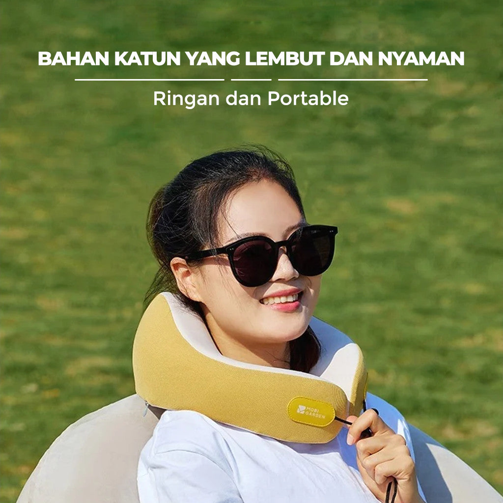 Mobi Garden Bantal Leher U Shape Memory Foam Nyaman NX25683002 U-Shaped Pillow Neck Travel Camping Portable