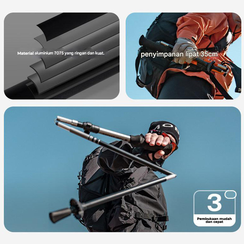 Mobi Garden Trekking Pole Hiking Lipat Alumunium ZT NX25667012 Ultra Light Z-Pole Portable Trekpole Pendaki Trail Run NX25667013