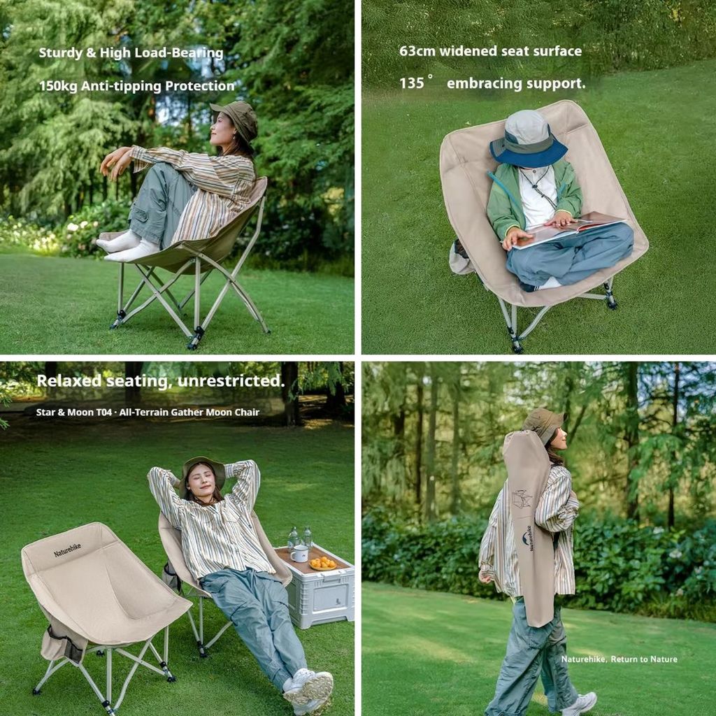 Naturehike Kursi Camping Memancing Lipat T04 Stellaluna CNK2550JJ022 Moon Chair Camping Glamping Picnic