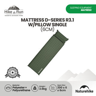 Naturehike Matras Inflate R3.1 Single Camping CNK2550WS025 Self-Inflating Sleeping Pad Cushion Outdoor With Pillow