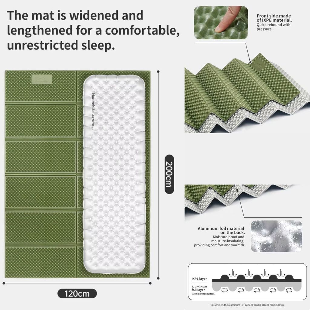 Naturehike Matras Lipat Camping Double Single R1.8 CNK2450WS044 Egg Crate IXPE Ultralight Hiking