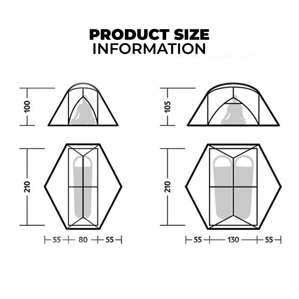 Naturehike CNK2550WS016 Tenda Mongar UL Ultralight 15D Hiking Tent 1 2P