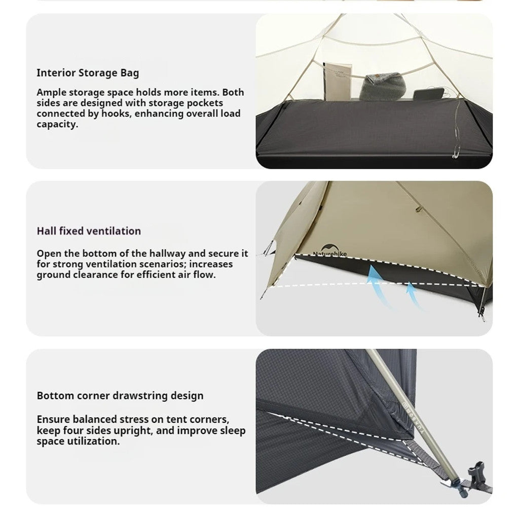 Naturehike CNK2550WS016 Tenda Mongar UL Ultralight 15D Hiking Tent 1 2P