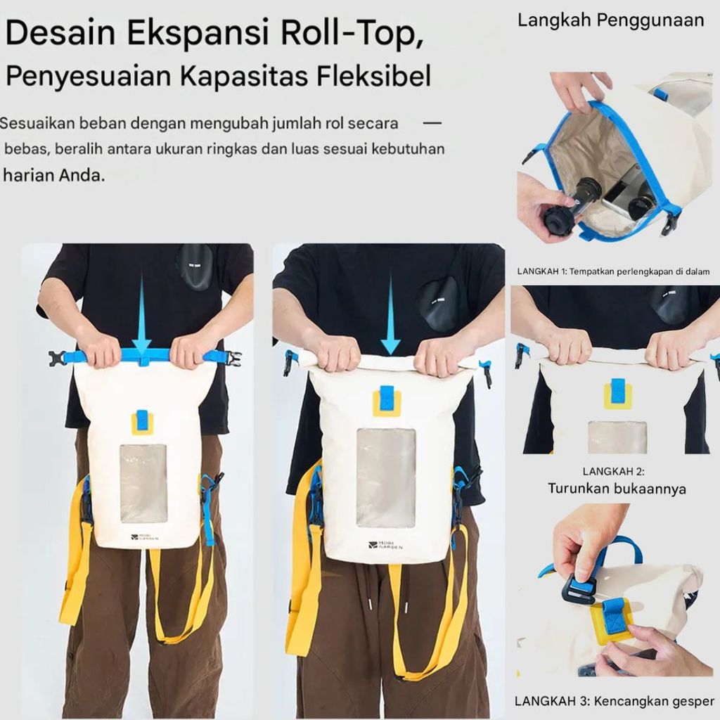 Mobi Garden Tas Waterproof Dry Bag PVC NX25691001 Tas Anti Air 5L 10L 20L Tas Rafting Hiking Trekking Travelling Outdoor Tahan Basah Air NX256910012 NX256910013