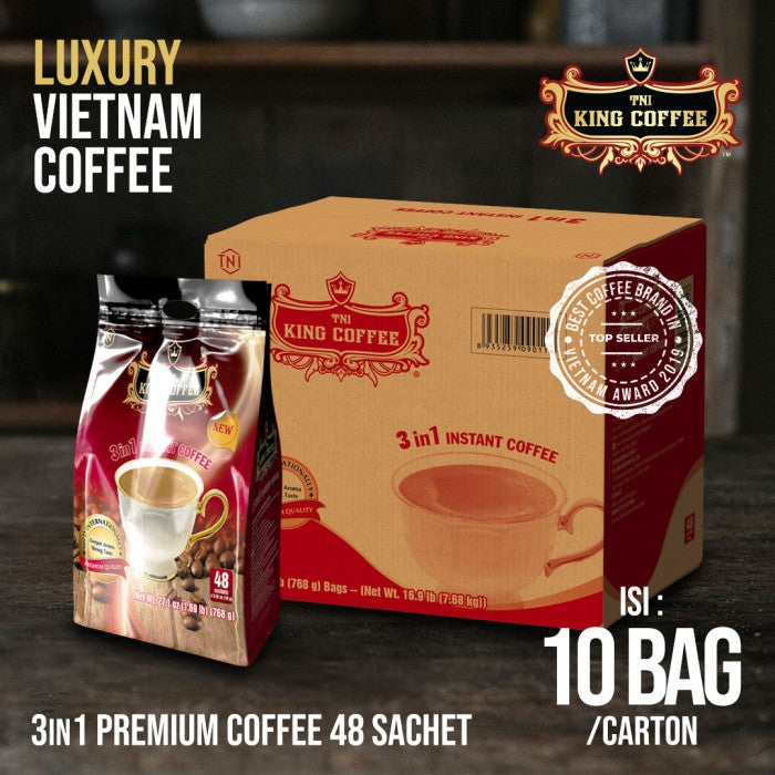 DUS Karton King Coffee 3 in 1 Premium 10 Bags Per Bags isi 48 sachets