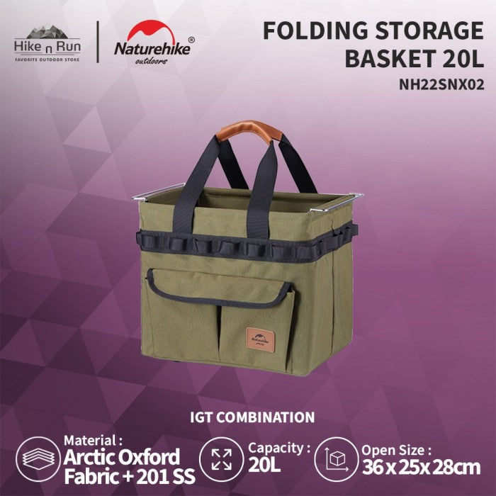 Keranjang Lipat Camping Naturehike NH22SNX02 20L Folding Storage Baske