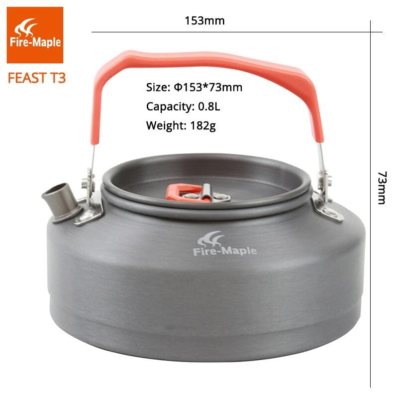 Fire-Maple Feast T3 Camping Kettle | 0.8 Liter Lightweight | Portable  Teapot Aluminum for hiking camping