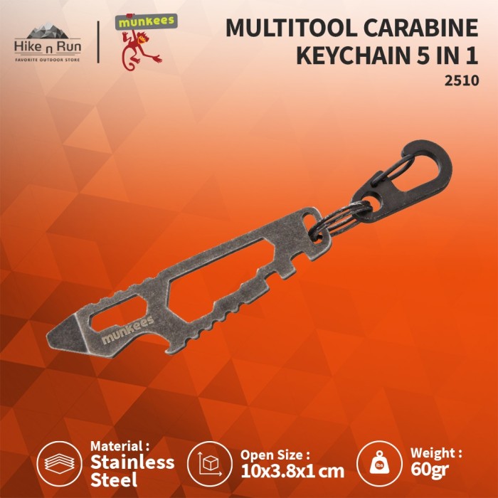 Carabiner Multifungsi Munkees 2510 Keychain Multitool
