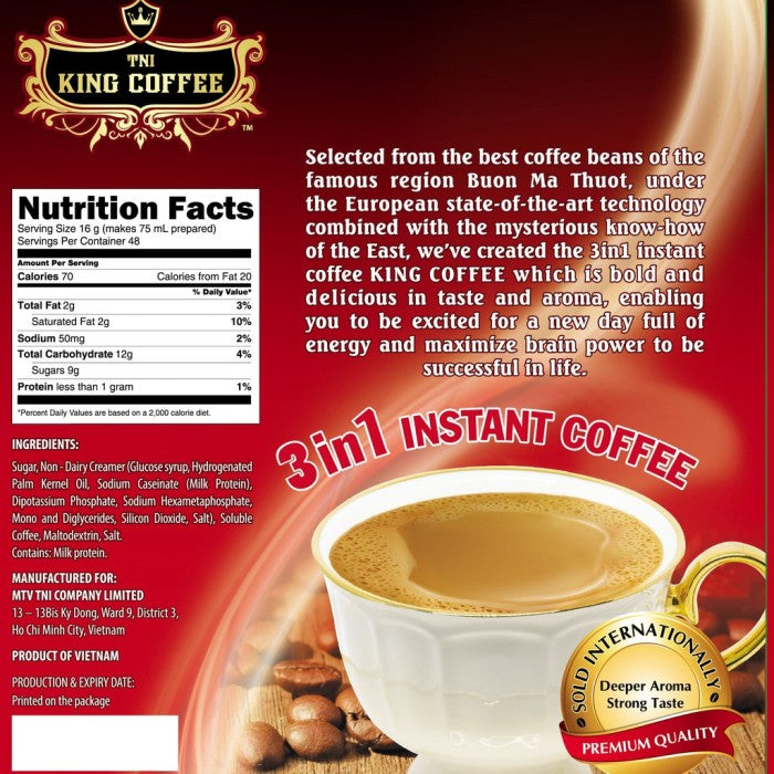 DUS Karton King Coffee 3 in 1 Premium 5 Bags Per Bags isi 88 sachets