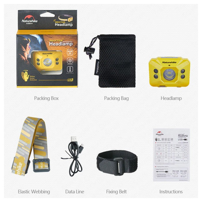 Naturehike NH17G025-D headlamp Lampu Kepala Rechargeable Sensor Outdoor