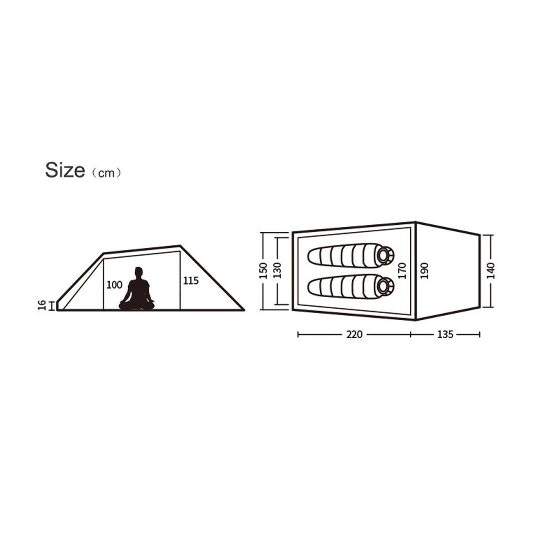 Tenda Camping 2 Orang - Naturehike Cloud Tunnel NH20ZP006 (20D) (210T)