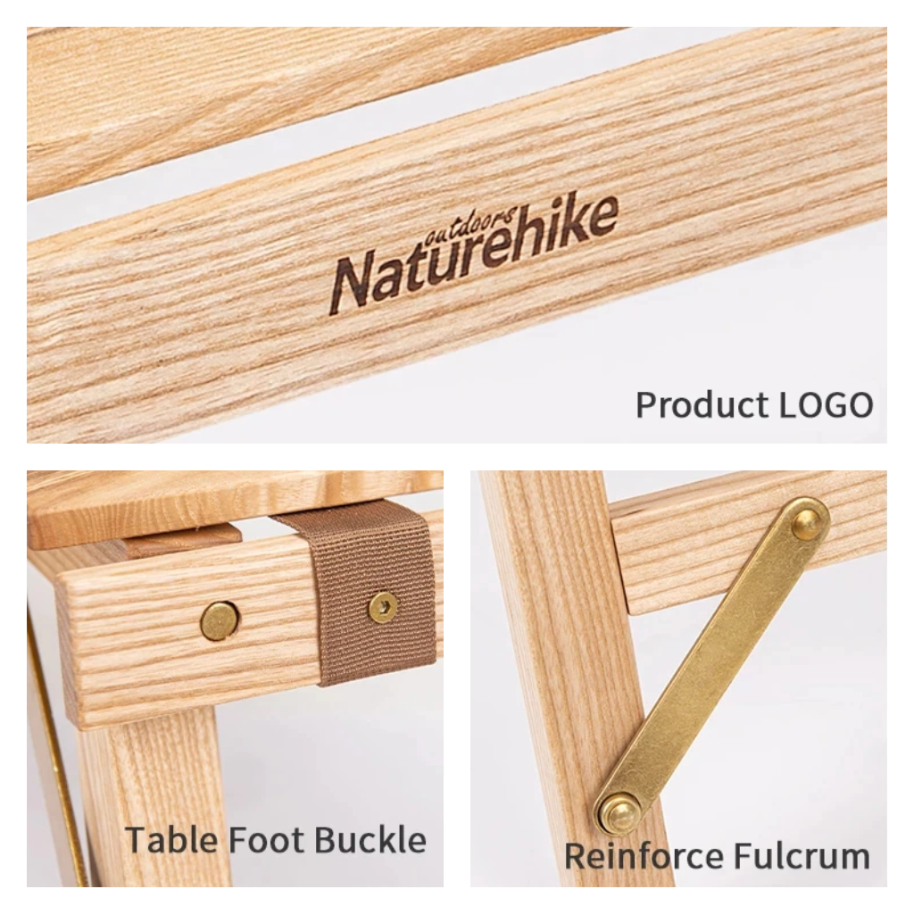 Meja Lipat Naturehike NH19JJ087 Solid Wood Folding Roll Table