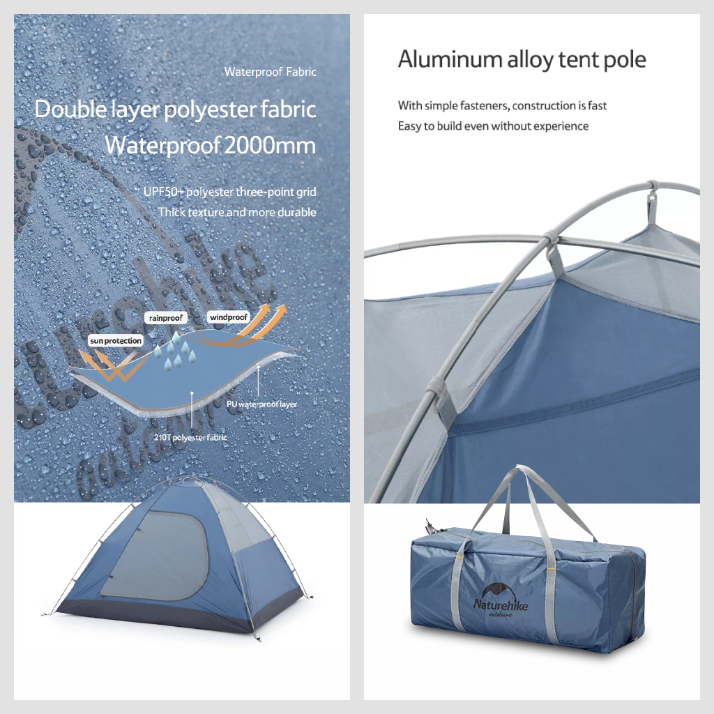 Naturehike NH21ZP015 P-Plus Tenda Camping 3-4 Orang