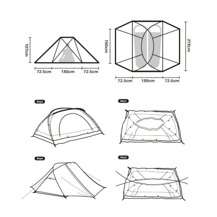 Tenda Camping Naturehike NH21YW132 Butterfly Tent Cross Double Hall