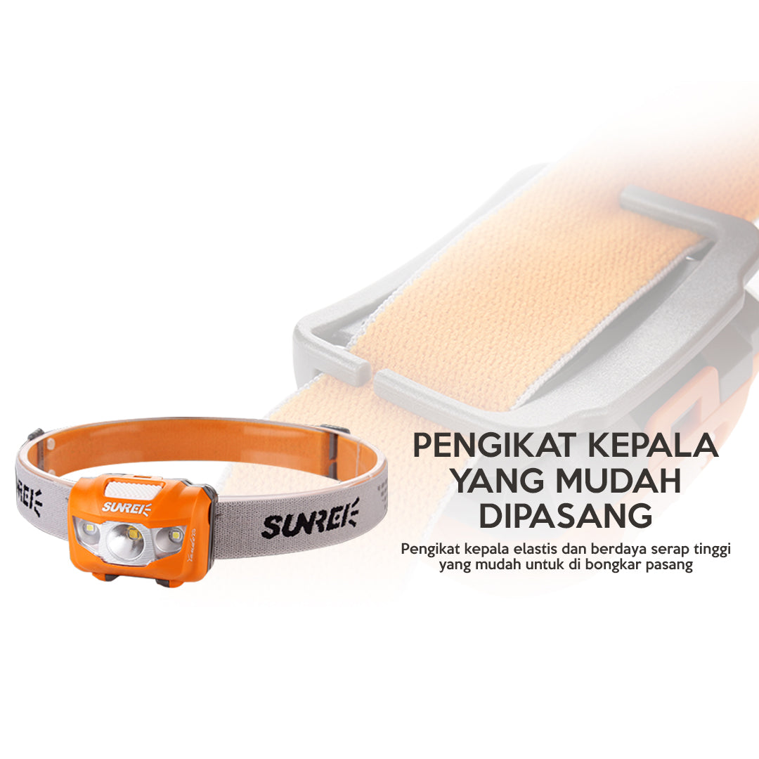 Sunrei Headlamp / Lampu Kepala Youdo 2S (Black) 190 LUMENS - Hike n Run